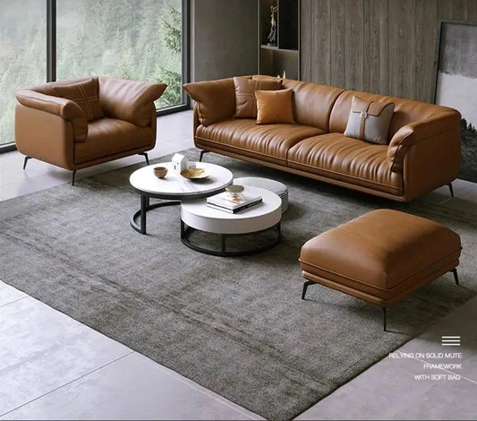 Modern Minimalist Living Room Leather Sofa