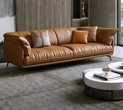 Modern Minimalist Living Room Leather Sofa