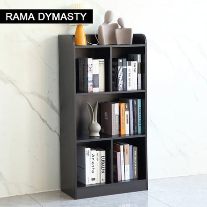 3-Tier Book Shelf with Back Panel 6 Cube 3 Shelf, Stability and Durable Bookcase,Multifunctional Cube Storage Organizer